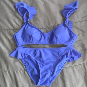 Sm. Two piece indigo-blue bathing suit